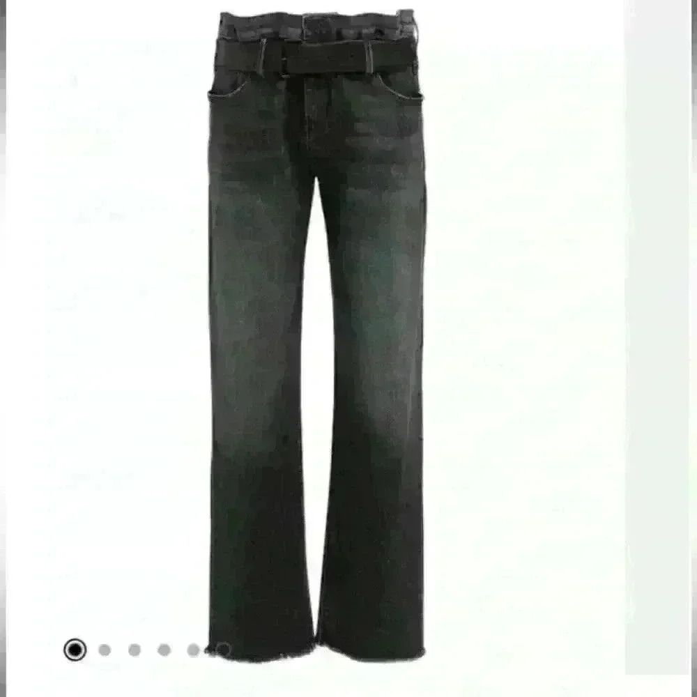 RtA Dexter Dark Grey Jeans with Leather Belt size Medium made in USA retail $425 - Picture 6 of 8